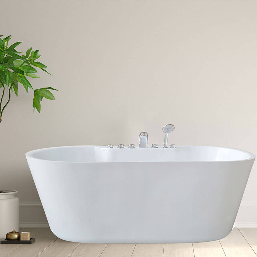 Bồn tắm oval thành dày 1m6 có bệ ngồi massage | mã 2426