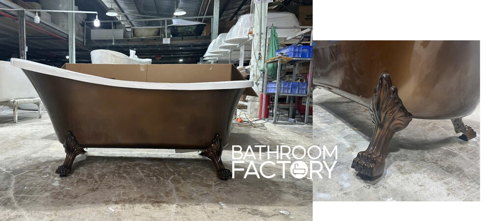 Bồn tắm chân rồng lệch acrylic màu đồng cổ